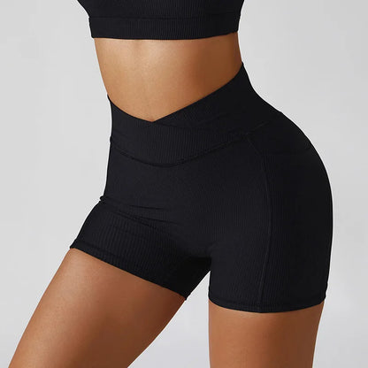 Conjunto de yoga y fitness para mujer, sujetador deportivo con cintura cruzada, mallas y pantalones cortos, ropa deportiva para mujer, conjuntos de entrenamiento, ropa para correr, fitness y gimnasio.