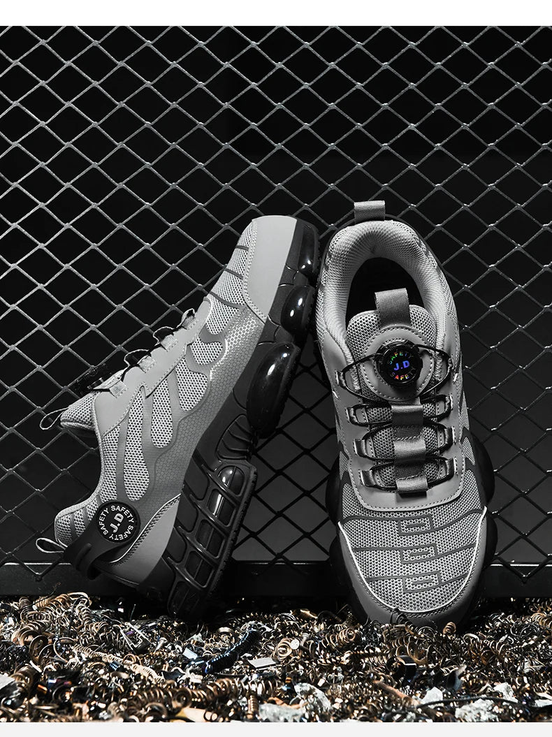 Zapatos de seguridad con puntera de acero LARNMERN para hombre y mujer, anchos, ligeros, cómodos, tipo tenis, de trabajo, coloridos.