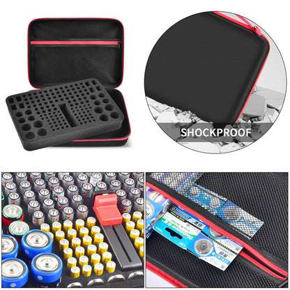 Estuche organizador de baterías, contenedor para guardar baterías con comprobador. Caja organizadora para garaje.
