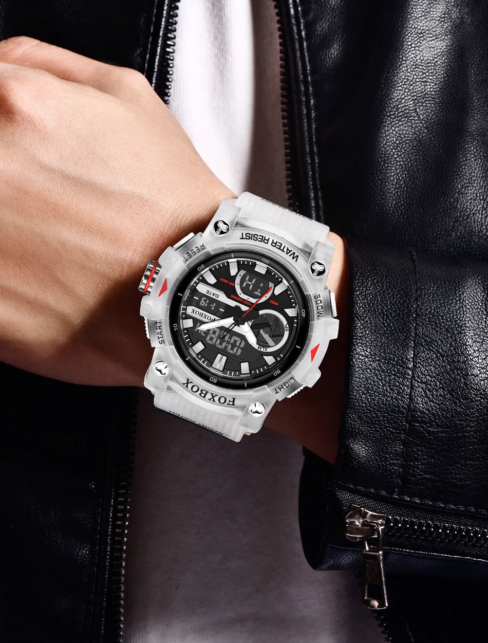 Reloj militar digital LIGE para hombre, resistente al agua hasta 50 m, LED, de cuarzo, deportivo, grande, masculino