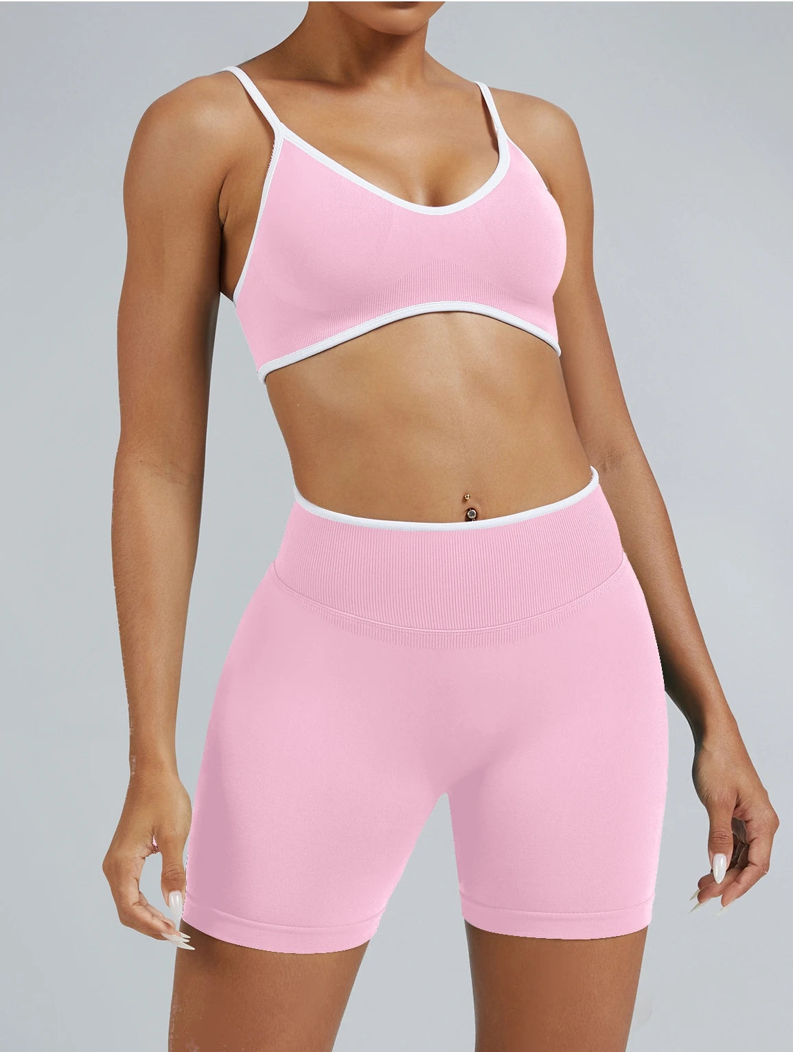 Traje deportivo color block para mujer, ajustado y sin espalda, ideal para yoga, secado rápido, correr al aire libre y hacer ejercicio.