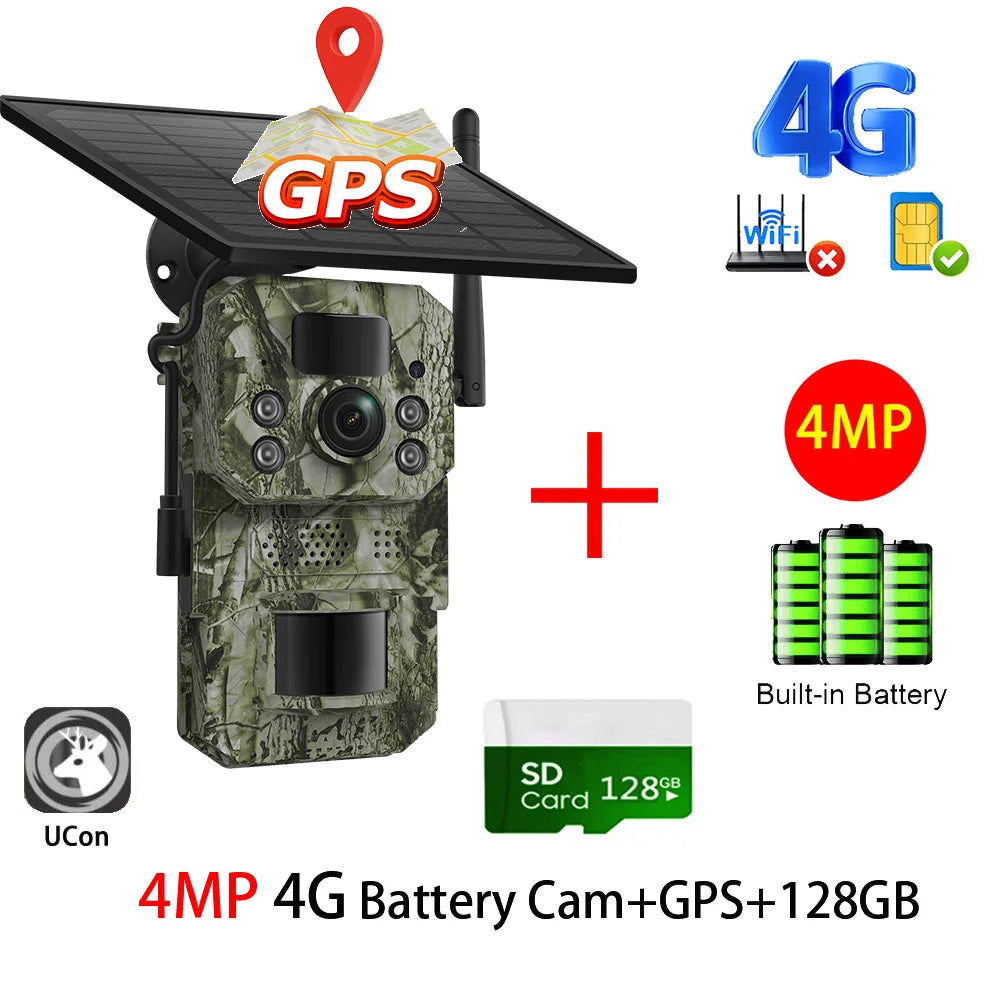 Cámara INQMEGA4G 2K 5MP con sensor de movimiento PIR, temporizador de disparo, visión nocturna, IP66, ideal para caza, senderismo, fauna silvestre, con batería y carga solar.