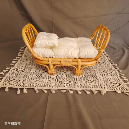 Accesorios de fotografía para recién nacidos, muebles, cesta redonda de ratán retro, accesorios para fotos de bebés, fondo para cama de bebé niña niño posando