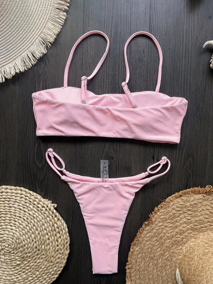 Bikini de diamantes 2025, bañador sexy para mujer, bikini bandeau con efecto push up, bañador femenino brillante, traje de baño floral, ropa de playa