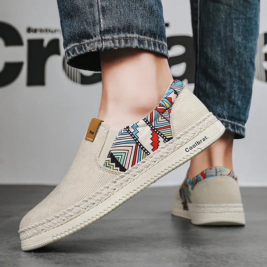 Zapatos planos sin cordones para hombre, informales, de pana de algodón, estilo náutico, transpirables, de caña baja, para suelo de cemento, zapatillas deportivas adecuadas