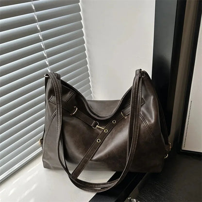 Bolso de mano retro de gran capacidad para mujer, mochila informal de moda con doble hombro para otoño e invierno, nuevo bolso de moda.