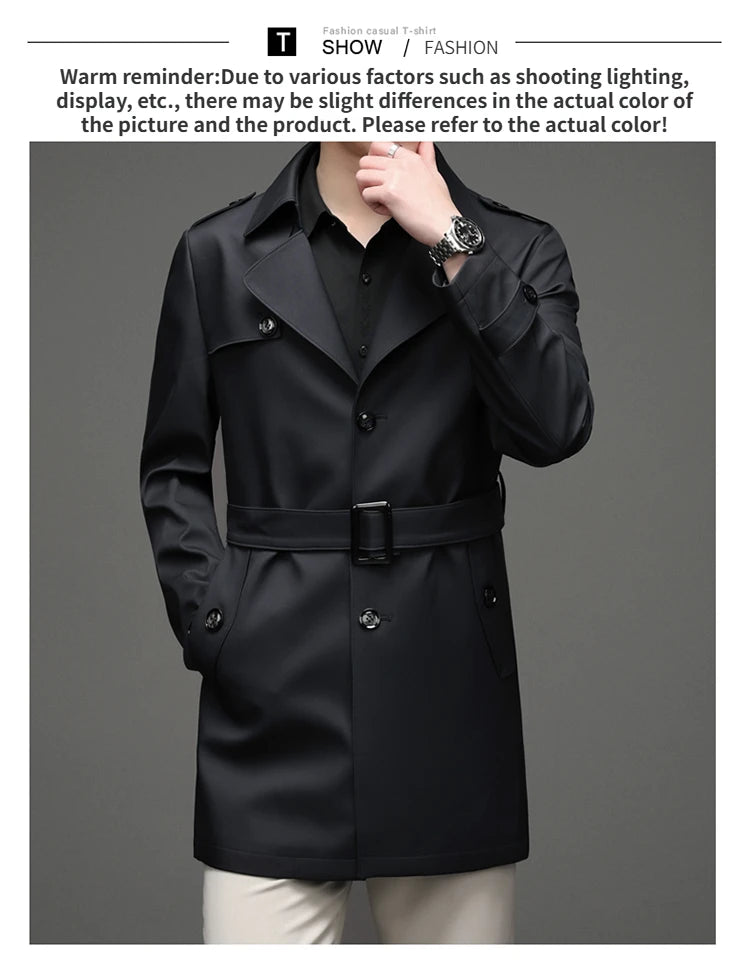 Gabardina de hombre, estilo casual o de negocios, ideal para otoño. Chaqueta larga estilo británico, versátil y con cuello de traje. Nueva prenda urbana.