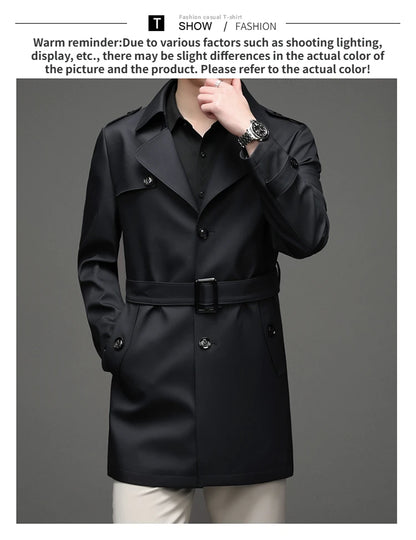 Gabardina de hombre, estilo casual o de negocios, ideal para otoño. Chaqueta larga estilo británico, versátil y con cuello de traje. Nueva prenda urbana.