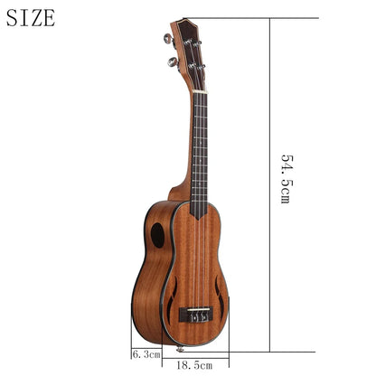 Ukelele hawaiano de 21 pulgadas y 4 cuerdas, mini guitarra de caoba con funda, cuerdas, afinador, cejilla y accesorios para guitarra.