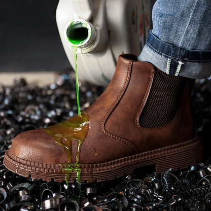Zapatos de seguridad antideslizantes para hombre, botas de trabajo con puntera de acero, calzado de protección indestructible, botas de construcción antiaplastamiento, impermeables.