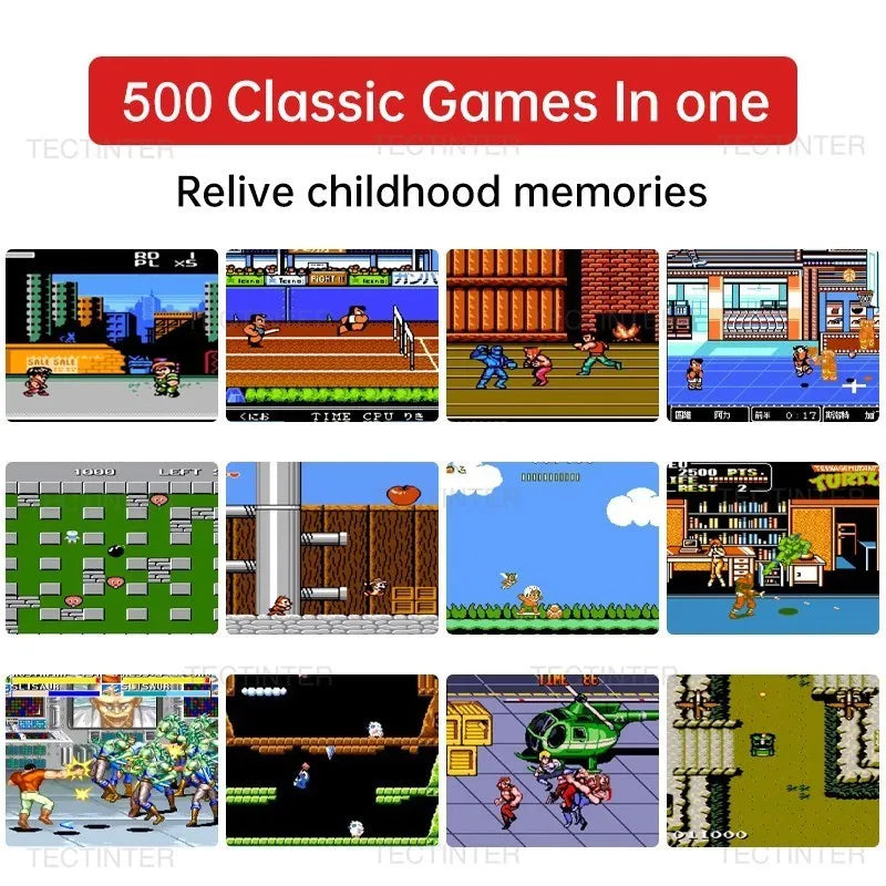 Miniconsola de videojuegos de 8 bits con 500 juegos integrados, consola portátil retro, reproductor de juegos portátil, salida AV para regalo de niños, Game Boy