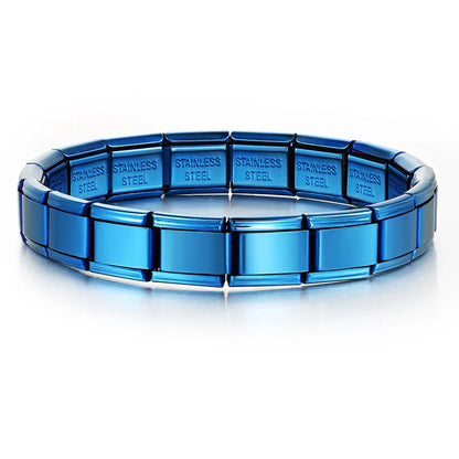 Pulsera GEMOSA de acero inoxidable con dijes italianos de 9 mm de ancho, cadena de eslabones elásticos, joyería DIY de alta calidad.