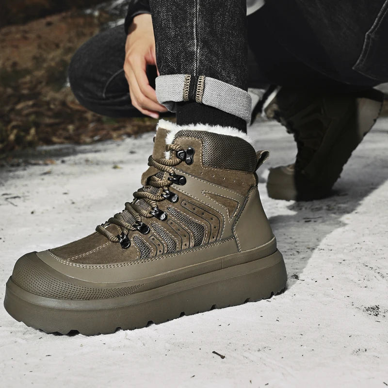 Zapatillas altas de ocio, botines cómodos de moda para hombre, botas para exteriores, zapatos de negocios antideslizantes, nuevas botas de cuero para motocross de hombre