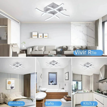 Lámpara de techo LED moderna para sala de estar, restaurante, luz variable de 3 colores, dormitorio, balcón, 24 W, diseño curvo