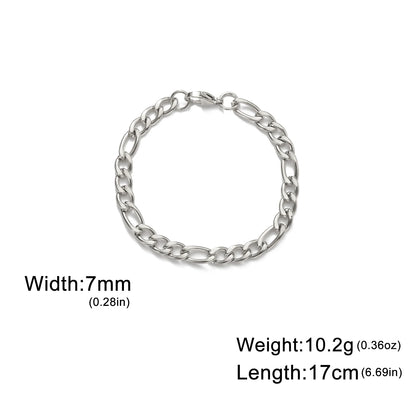 Pulsera de cadena Figaro sencilla para mujer, hombre, pareja, joyería para niño, color dorado, acero inoxidable, tendencia, moda punk, hip pop, regalo