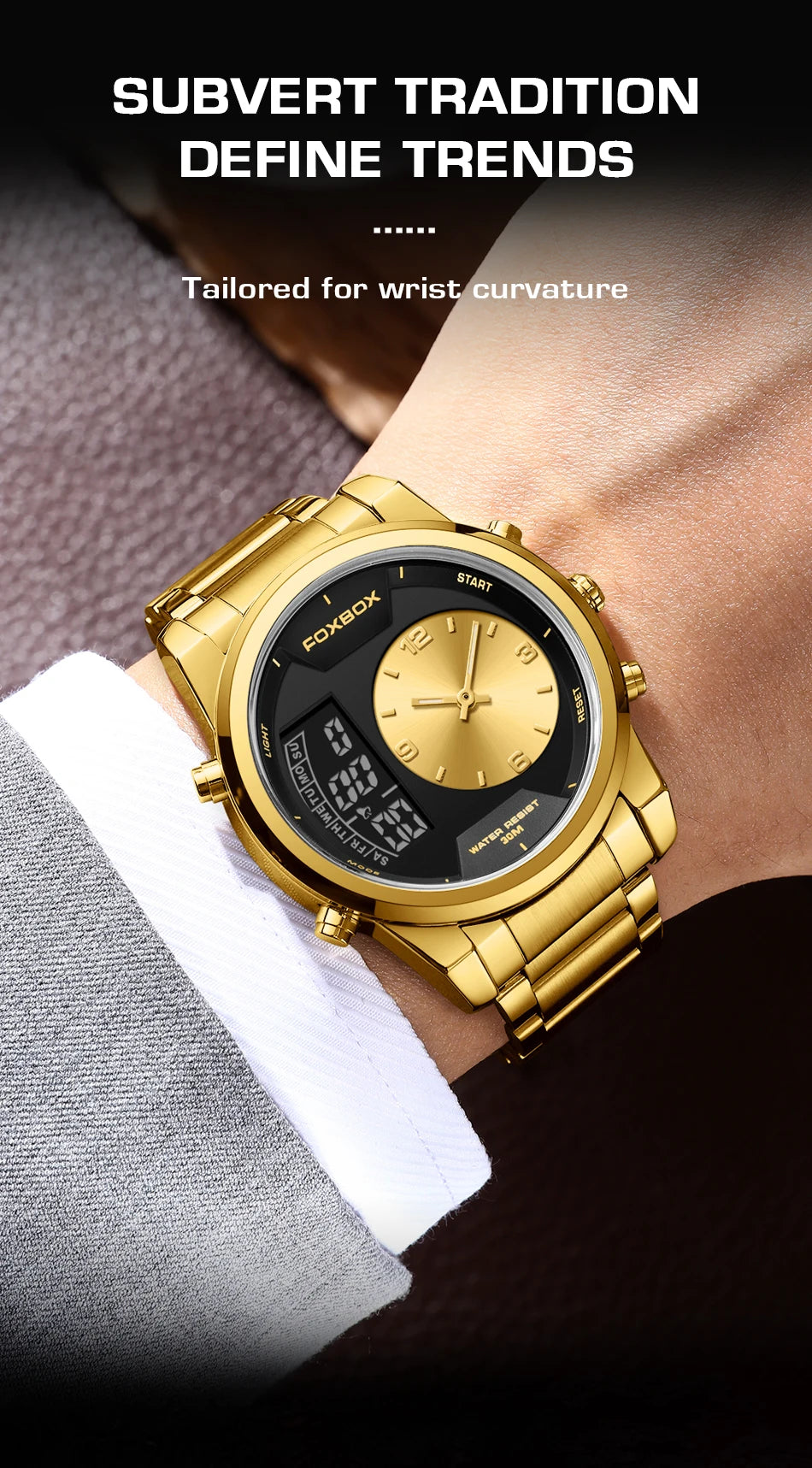 LIGE - Reloj digital de moda para hombre, deportivo, informal, resistente al agua, de cuarzo, cronógrafo de lujo, marca FOXBOX