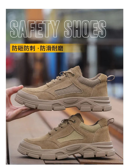 Calzado de seguridad laboral para hombre: transpirable, apto para todas las estaciones, resistente a impactos y perforaciones, y con protección contra el desgaste.