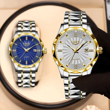 Reloj de lujo LIGE para mujer, moderno, deportivo, para exteriores, luminoso, de cuarzo, con movimiento importado, resistente al agua, de acero inoxidable.