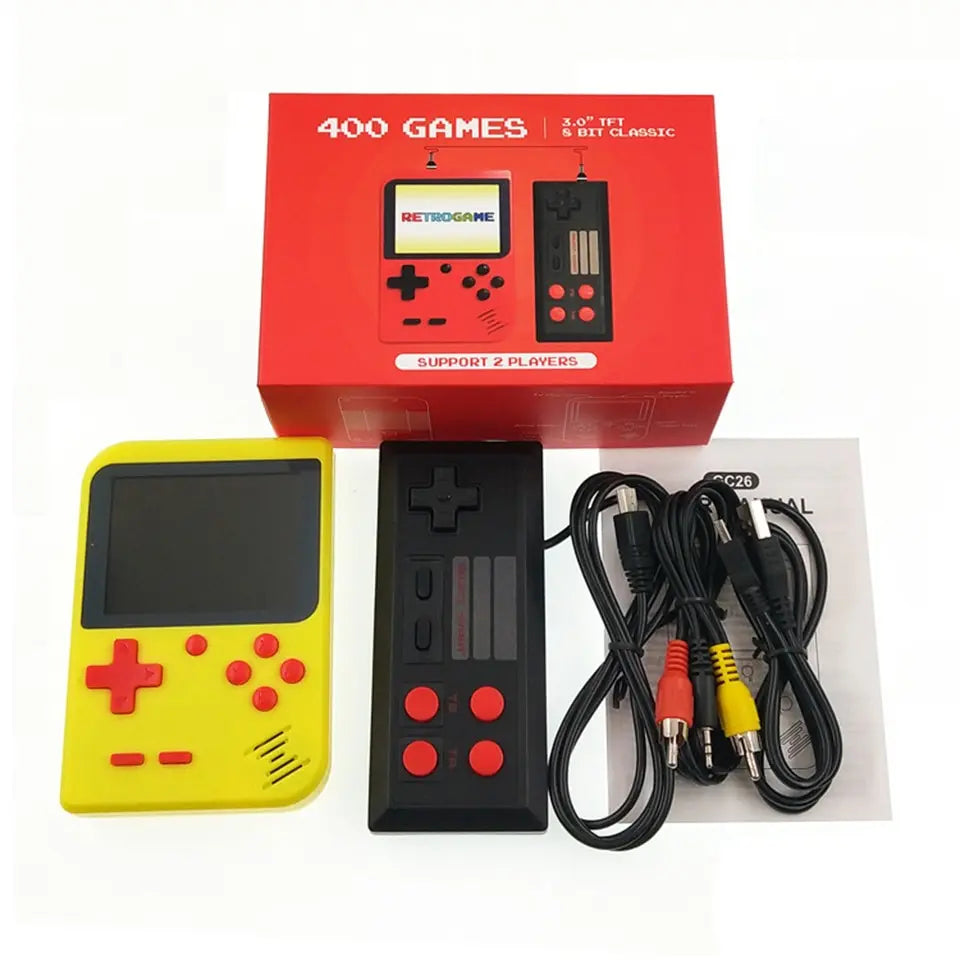 Consola de videojuegos portátil retro GAMINJA GC26, miniconsola de juegos portátil de 3,0 pulgadas con pantalla LCD a color para niños y 400 juegos integrados.