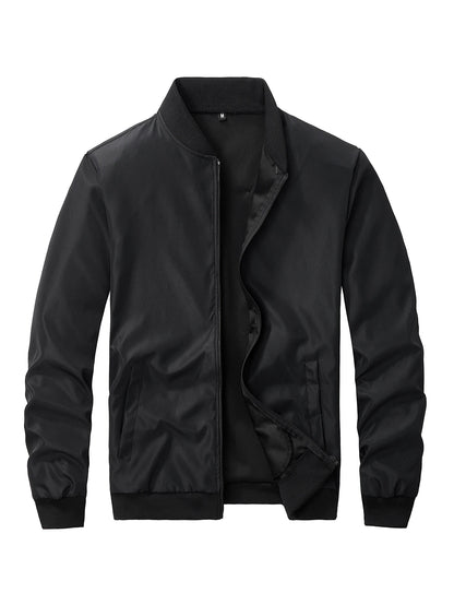 Chaqueta corta holgada de color liso con cuello de béisbol para hombre, abrigo fino informal de negocios, tendencia primavera-otoño 2024