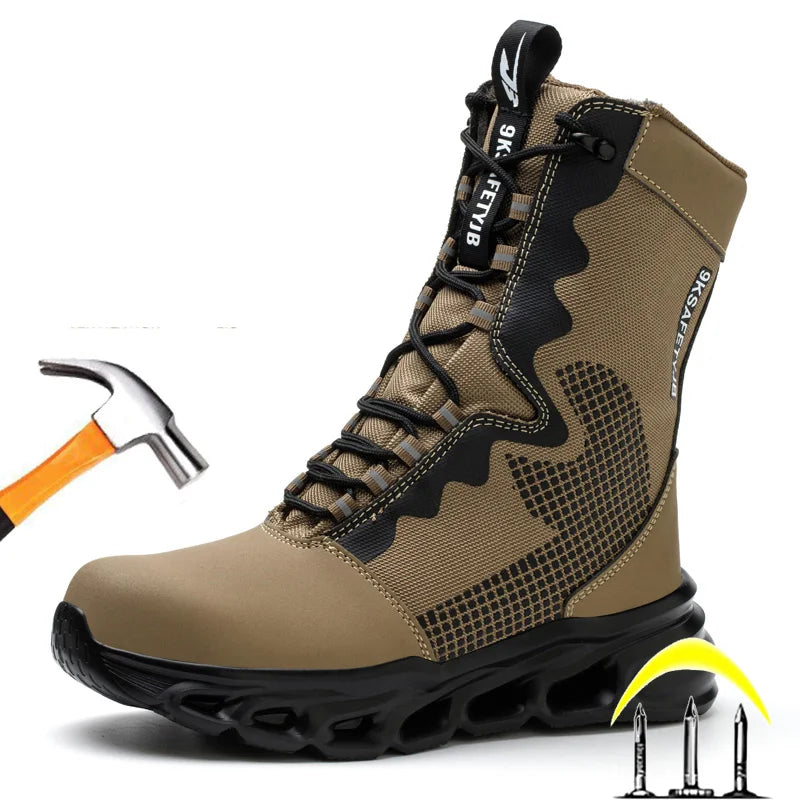 Zapatillas de trabajo con puntera de acero, zapatos de seguridad para hombre, calzado de trabajo nuevo a prueba de perforaciones, botas indestructibles, calzado de seguridad ligero.