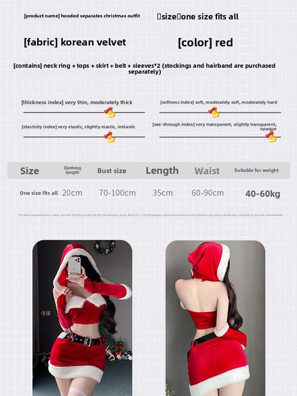 Christmas Party Dress Cos Costume Red New Year Uniform Sexy Rabbit Girl Uniform Role Outfit Sexy Nightdress Underwear