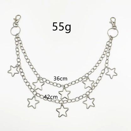 Cadena para bolso con diseño geométrico de media luna de metal punk, estilo hip hop, estilo hipster, ideal para pantalones de cien pares, para hombres y mujeres, accesorio de rock and roll.