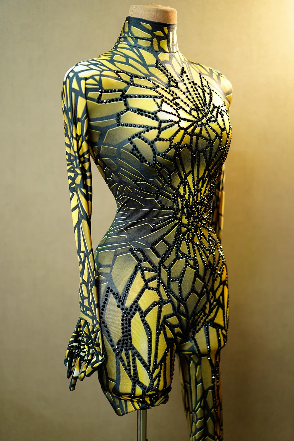 Mono con brillantes y diamantes de imitación para mujer, sexy, elástico, para baile, fiesta, cantante, escenario, cumpleaños, disfraces de Drag Queen Posui 7G