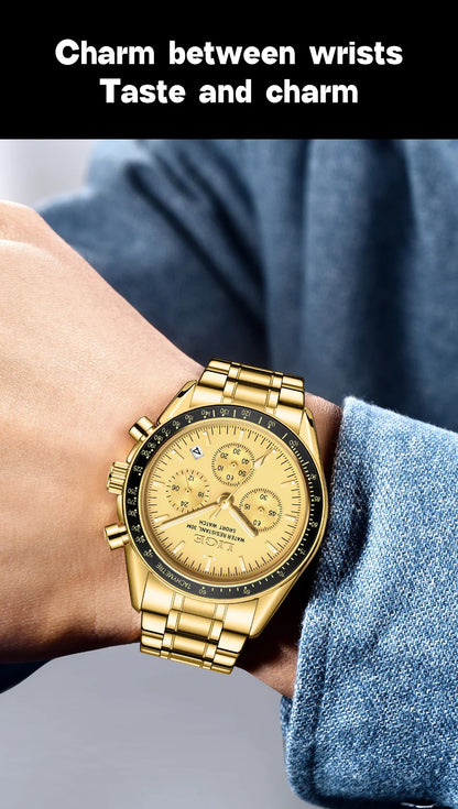 LIGE 2025 - Reloj de lujo para hombre, nuevo, de cuarzo, luminoso, resistente al agua, con cronógrafo y fecha, deportivo