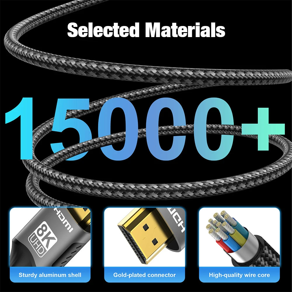 Cable HDMI 2.1 de 1/2/3/5 metros de longitud para PS5, Xbox, webcam, videocámara, TV Box, Fire Stick, portátil, HDCP, eARC, 8K 60 Hz, 4K 120 Hz