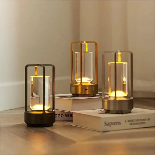 Luz de noche LED de ambiente retro, recargable por USB, lámpara de mesa decorativa para bar, decoración, iluminación de escritorio para dormitorio, batería