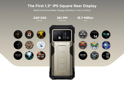 Teléfono resistente DOOGEE S200 Max, 16 GB + 512 GB, batería de 22000 mAh, procesador Dimensity 7050, pantalla de 6,72" a 120 Hz, pantalla trasera de 1,32", linterna dual.