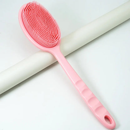 Cepillo de baño suave para la espalda, esponja de ducha, cepillo para fregar con mango, exfoliante, masajeador de piel, cepillo exfoliante para baño