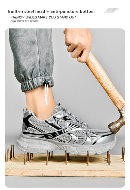 Zapatos de seguridad para hombre, ligeros y cómodos, calzado de trabajo para mujer, zapatillas con puntera de acero, transpirables, antideslizantes, botas de trabajo de verano para senderismo.