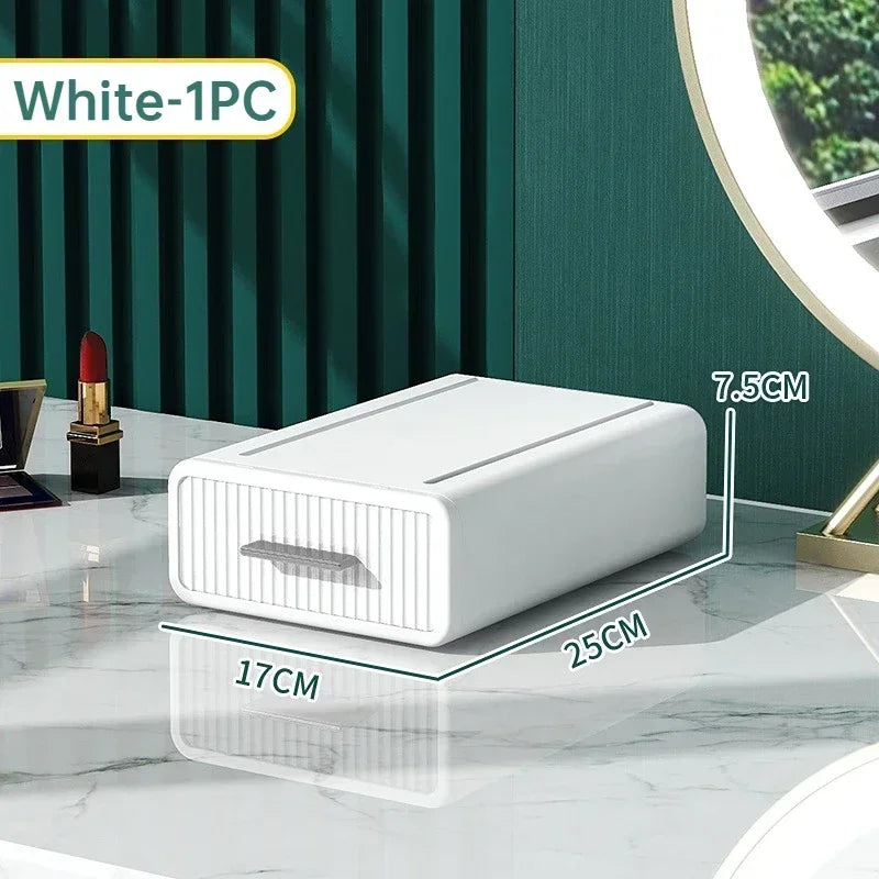 Caja de almacenamiento de escritorio, organizador de papelería, cajón de oficina, caja de almacenamiento de papelería y cosméticos, organización de oficina