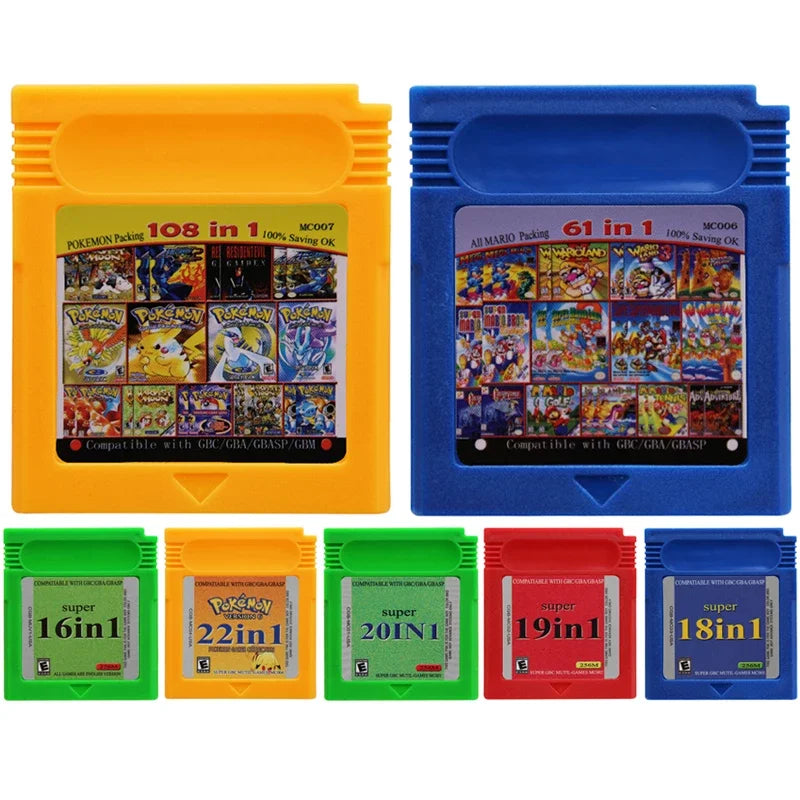 Compilación de juegos de cartas de consola de cartuchos de videojuegos GBC 61 en 1 108 en 1 Super 22 en 1 16 bits para regalo