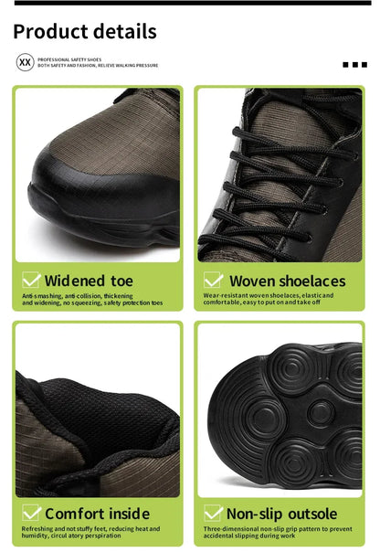 2024 Nuevos zapatos de seguridad para hombre, botas altas de trabajo, zapatillas de trabajo con puntera de acero, botas de trabajo antigolpes y a prueba de pinchazos, zapatos indestructibles