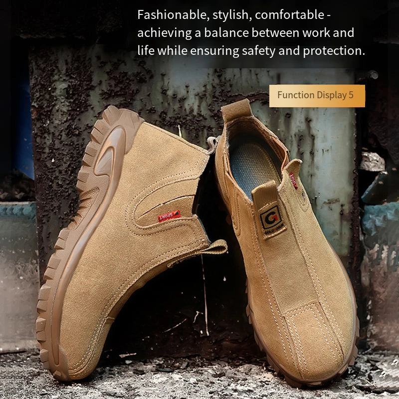Zapatos de trabajo ligeros para hombre y mujer, cómodos, impermeables, antiaplastamiento, antipinchazos, antideslizantes, con suela resistente a la abrasión, calzado de seguridad.