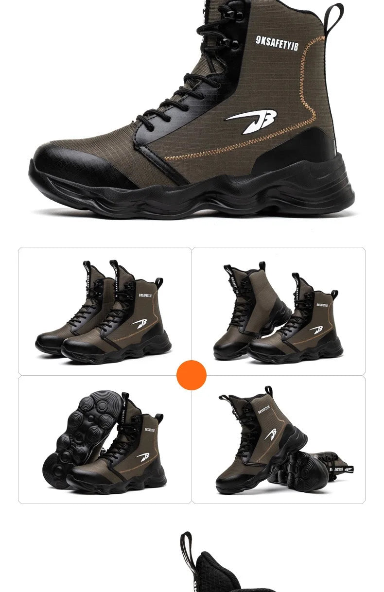 Botas de trabajo de seguridad para hombre con puntera de acero, nuevas, antiaplastamiento y antipinchazos. Calzado antideslizante para hombre, modelos para las cuatro estaciones.