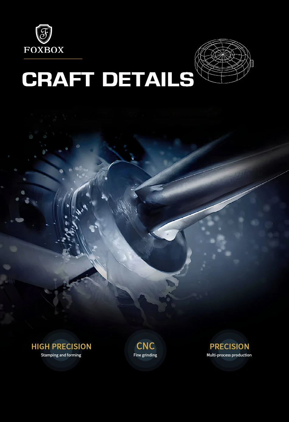 Reloj de cuarzo para hombre FOXBOX, moda, personalidad, creativo, con bola de hierro giratoria, puntero magnético, resistente al agua, para hombre, regalo + caja.