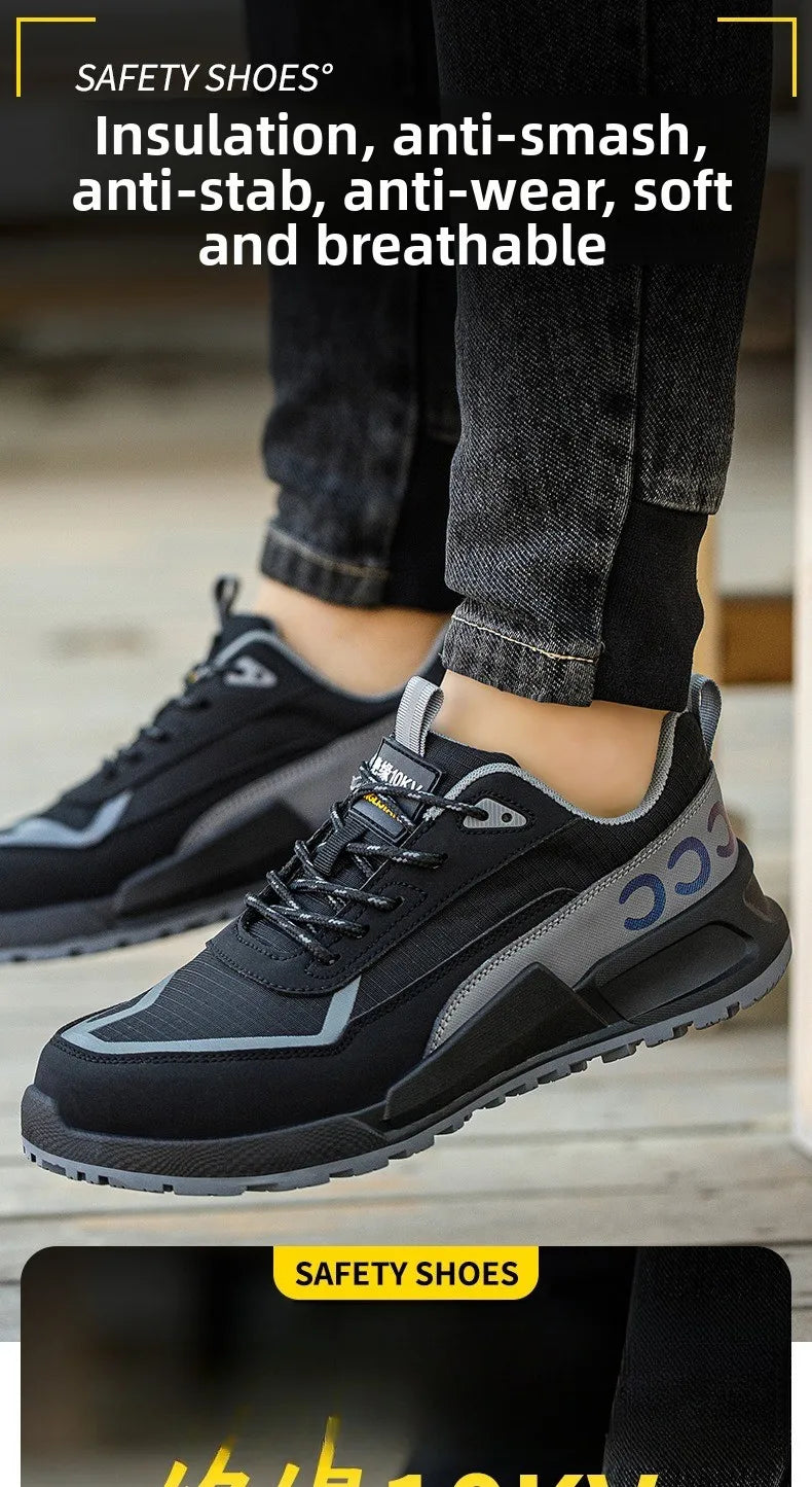 Calzado de protección laboral para hombre, anti-aplastamiento, anti-perforación, aislante 10KV, resistente al desgaste, calzado eléctrico de seguridad.