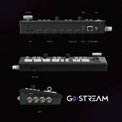 Osee GoStream Duet Mezclador de vídeo para transmisión en directo con múltiples cámaras SDI HDMI y grabación SD compatible con NDI HX