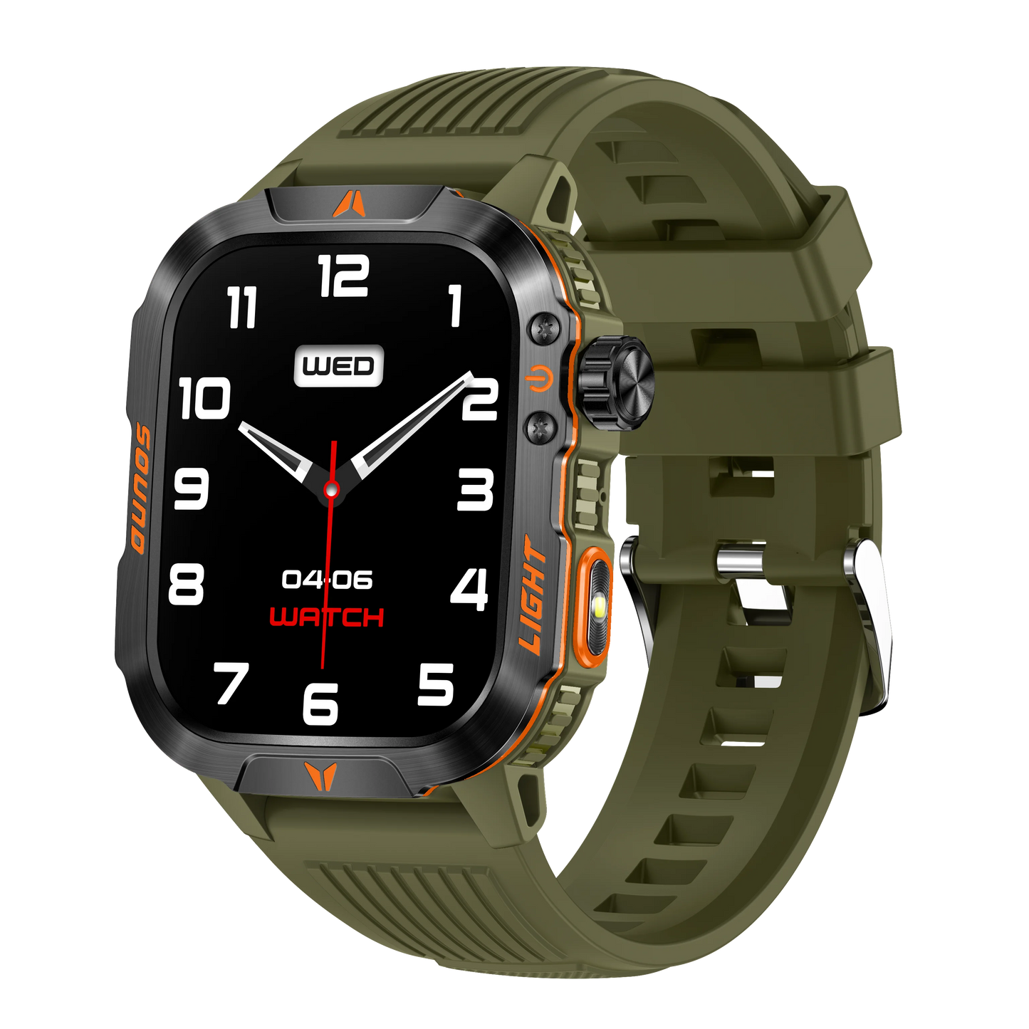 Reloj inteligente 2024 con pantalla 2.01, linterna para exteriores, brújula, IP68, resistente al agua, llamadas inalámbricas, batería de 600 mAh, modo deportivo de 100+