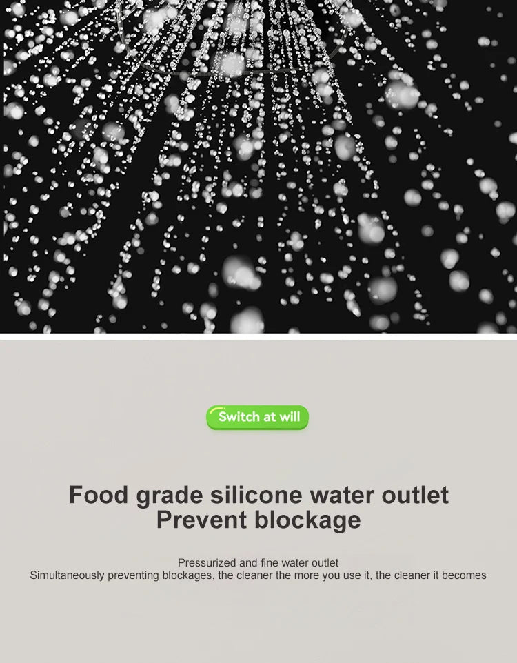 Sistema de ducha con luz ambiental y botones de piano grises, pantalla digital, grifos tipo lluvia y cabezal de ducha.