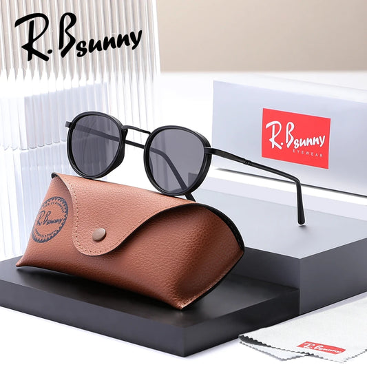 Gafas de sol de diseño retro con montura redonda para hombre, polarizadas, UV400, para mujer, accesorios informales para conducir.