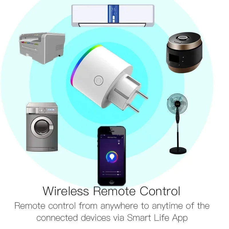Enchufe inteligente WiFi UE EE. UU. RU DE BR AU IN Smart Life Aplicación Tuya Control remoto inalámbrico Enchufe Alexa Google Home Sin concentrador