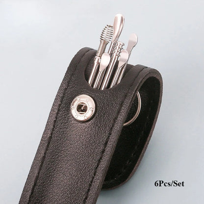Kit de limpieza de oídos de 6 piezas, removedor de cerumen, cureta, cuchara, herramienta de extracción para bebés y adultos.