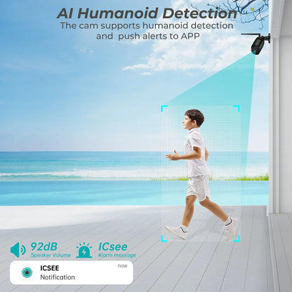Cámara IP HD Abuntu de 5 MP con audio de 4 MP, compatible con H.265, ONVIF, detección humana por IA y Wi-Fi. Compatible con la aplicación ICSEE/XMeye.