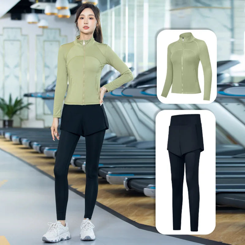 Conjunto de 2 piezas de traje de yoga para mujer, para correr, deportes, gimnasio, correr por la mañana, primavera, verano, ropa profesional de secado rápido, moda de otoño, fitness