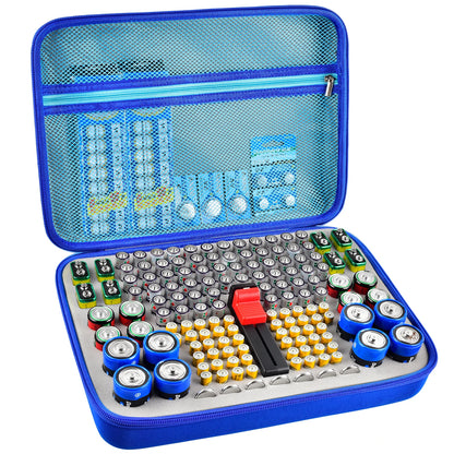 Estuche organizador de baterías, contenedor para guardar baterías con comprobador. Caja organizadora para garaje.